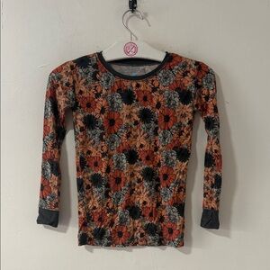 Kids' Floral Long-Sleeve Tee in Orange, Black & Gray